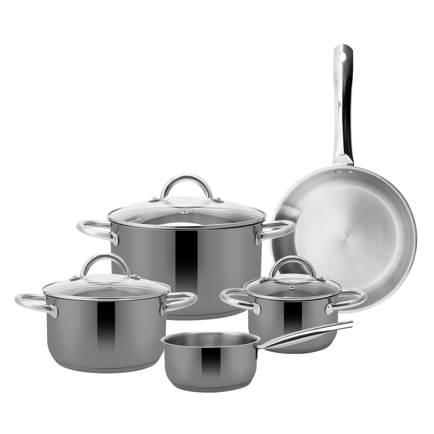 8pcs Non Stick Cookware Set Sauce Pan Frying Pan Stock Pot Stainless Steel Pots And Pans Cooking Set