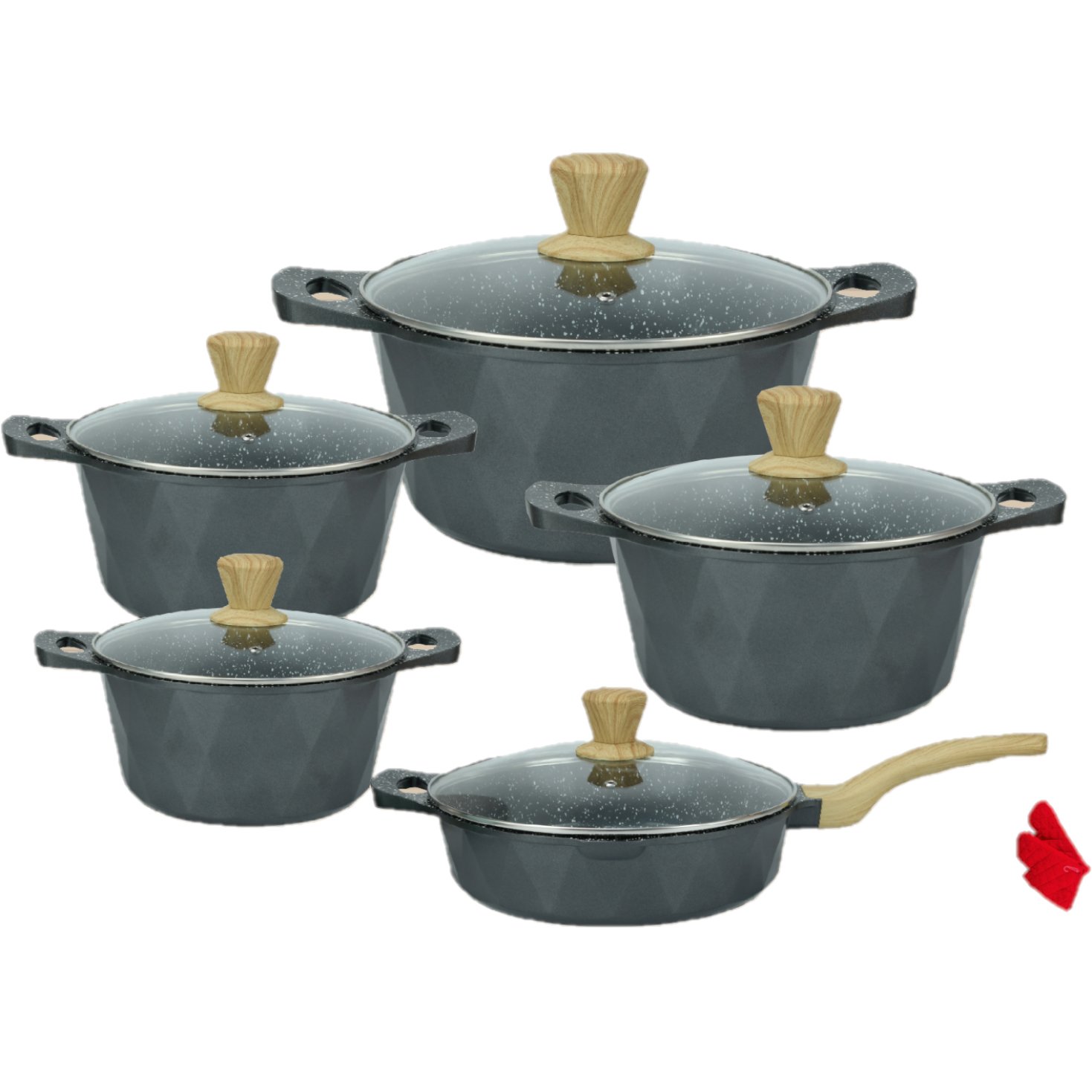 factory directly supply pots set 12pcs aluminum die cast cookware sets with non-stick coating frypan