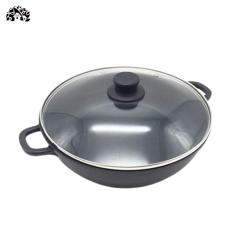 High Quality 28cm Home Cooking Stew Soup Pot Casserole Nonstick Aluminum Stockpots with Glass Lid Die-cast Black CoatingSoup Pot