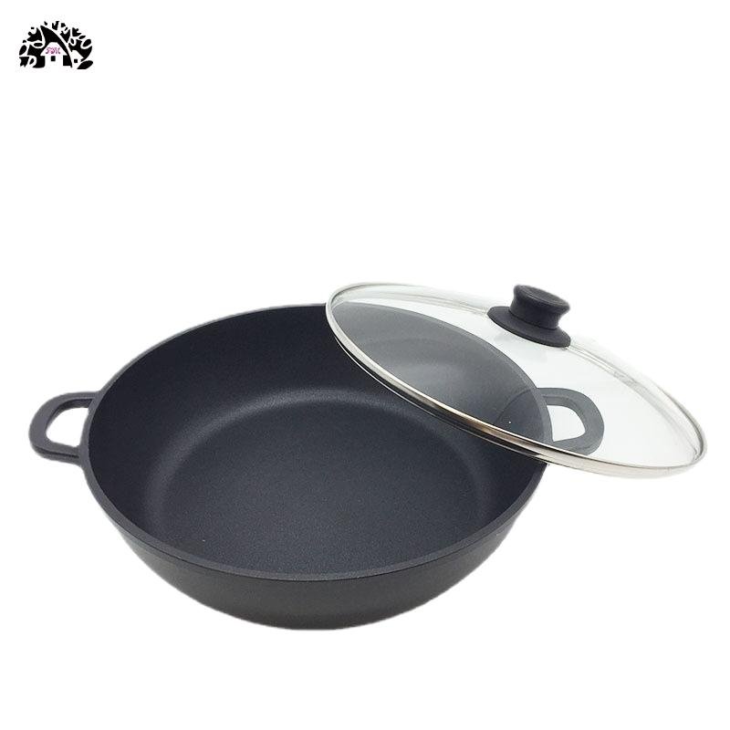 High Quality 28cm Home Cooking Stew Soup Pot Casserole Nonstick Aluminum Stockpots with Glass Lid Die-cast Black CoatingSoup Pot