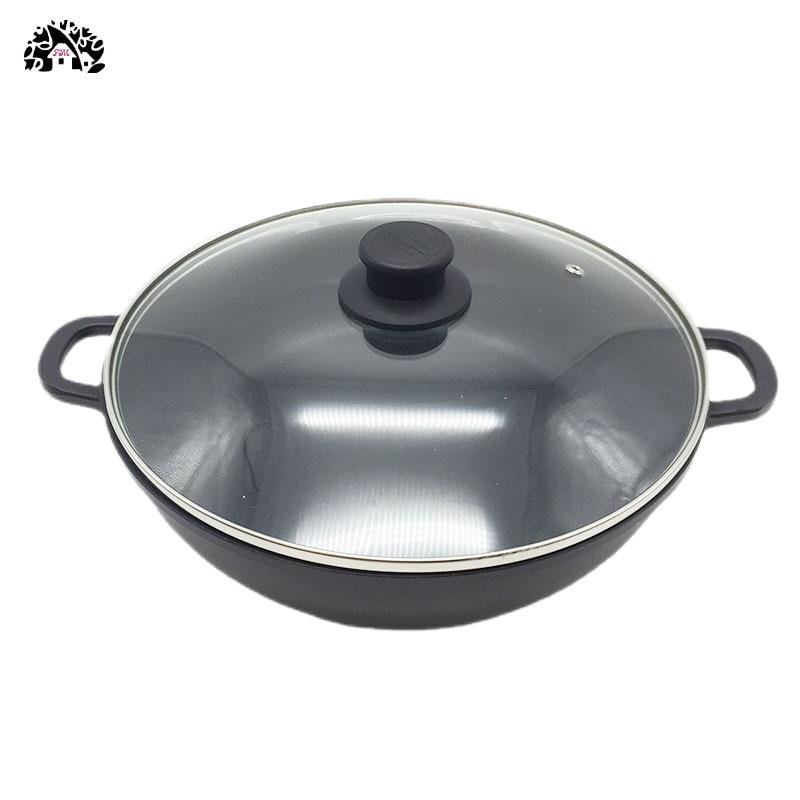 High Quality 28cm Home Cooking Stew Soup Pot Casserole Nonstick Aluminum Stockpots with Glass Lid Die-cast Black CoatingSoup Pot