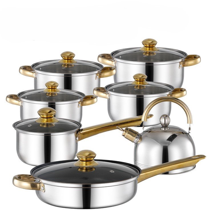 Forged Aluminum Non Stick Cooking Pots & Pans 7 PCS Nonstick Marble Cookware Set with Glass Lid