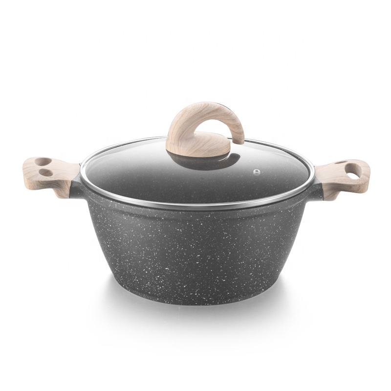 2023 High Grade Aluminum Cookware Milk Pot Non Stick Coffee Color Aluminum Stock Cooking Pot