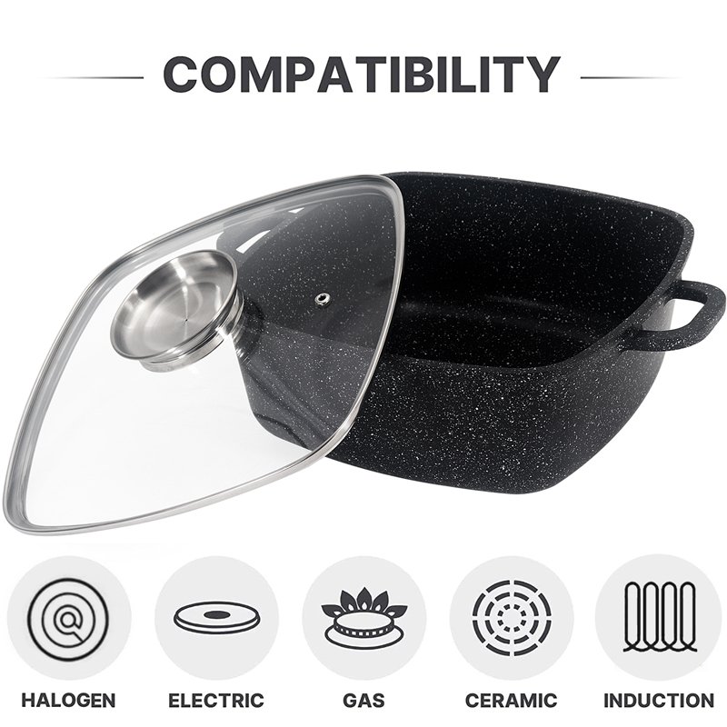 Die casting Nonstick Cookware Sets Granite Coating Pots and Pans Set Kitchen Cooking Set Compatible with All Stovetops SS lid