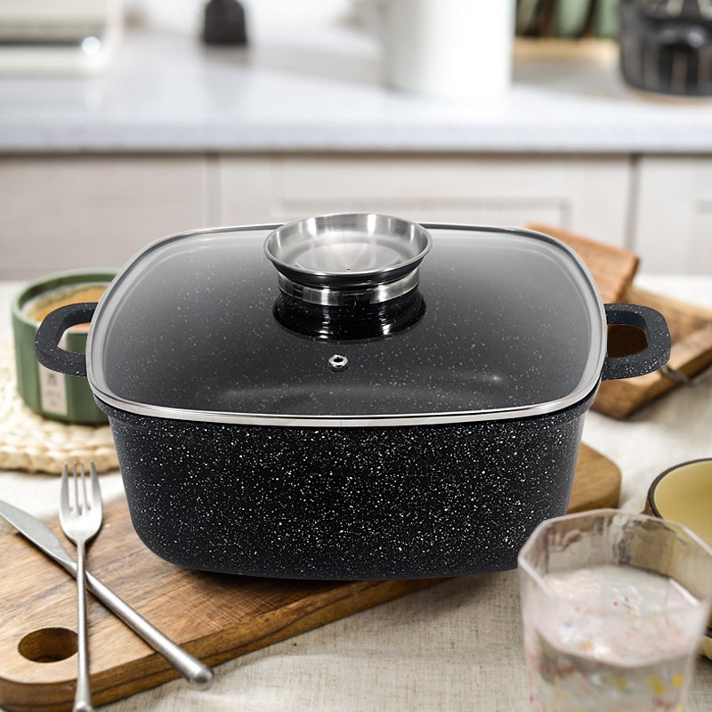 Die casting Nonstick Cookware Sets Granite Coating Pots and Pans Set Kitchen Cooking Set Compatible with All Stovetops SS lid