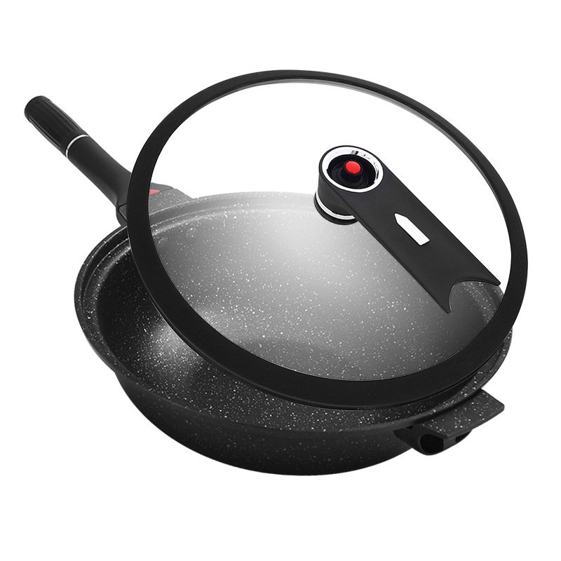 Universal For Gas Induction Cooker Black Frying Iron Granite Pan Maifan Stone Pot Non-Stick Cookware Set Pots