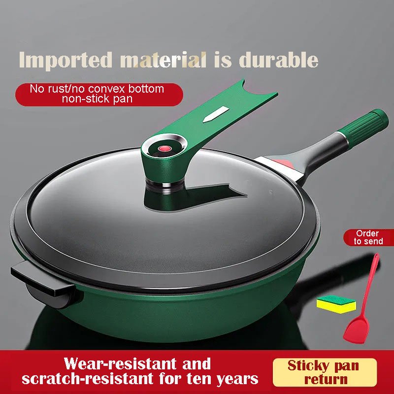 Universal For Gas Induction Cooker Black Frying Iron Granite Pan Maifan Stone Pot Non-Stick Cookware Set Pots