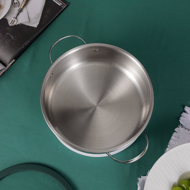 Stock fast shipment color green pink ceramic food safety paint stainless steel saucepan casserole cookware set cooking pot set