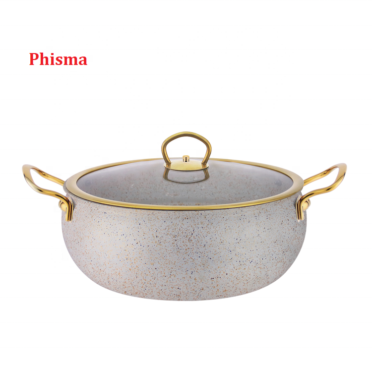 New Design Non Stick Cookware Set Granite Coating Pressed Aluminium Cooking Pots And Pans