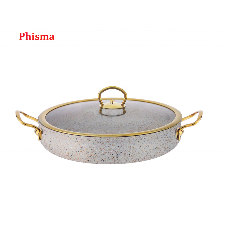 New Design Non Stick Cookware Set Granite Coating Pressed Aluminium Cooking Pots And Pans