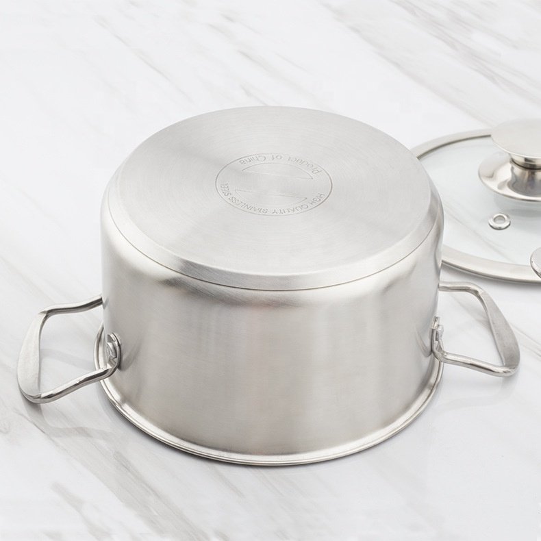 Factory wholesale high quality cookware set Cooking soup pot glass lid non-stick bottom frying pan stainless steel milk pot