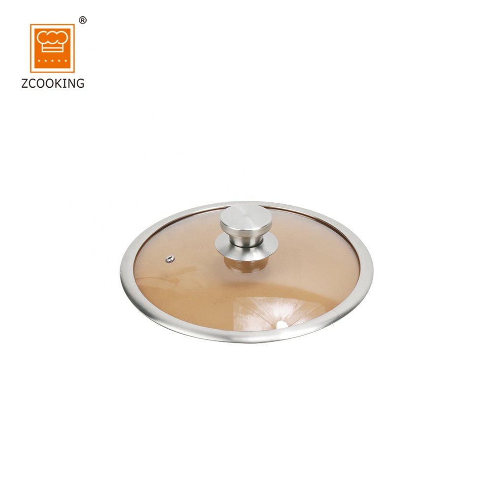 6 Pcs SS430 Stainless Steel Cookware Set with Brown Lid, Nonstick Frying Pan Saucepan, Nonstick Pots and Pans Set
