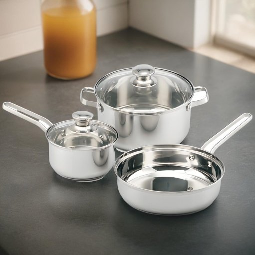 China Manufacturer Wholesale Kitchen 6pcs Stainless Steel Gold Soup Cooking Pots And Pans Nonstick Cookware Sets