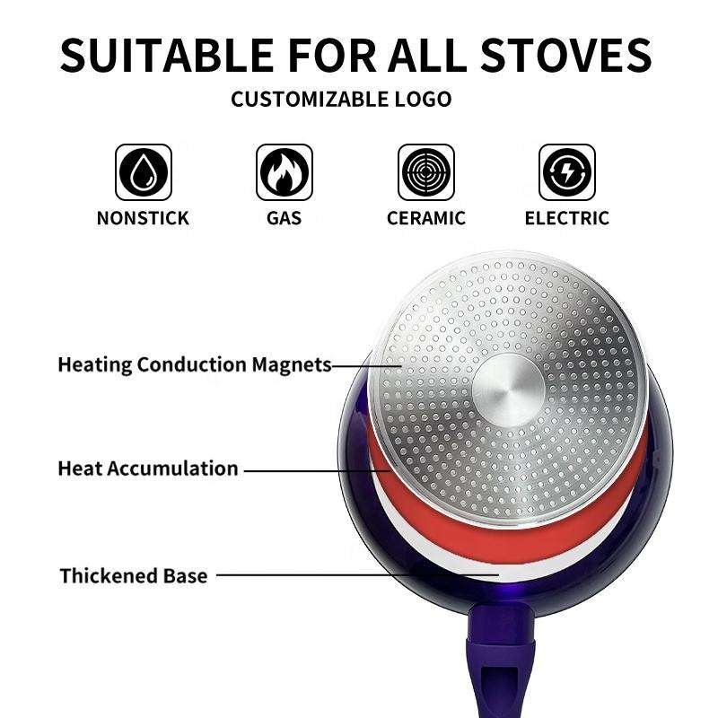 Factory Supply Non-Stick Cast Aluminum Cookware Set Classic Purple Cooking Pot Set