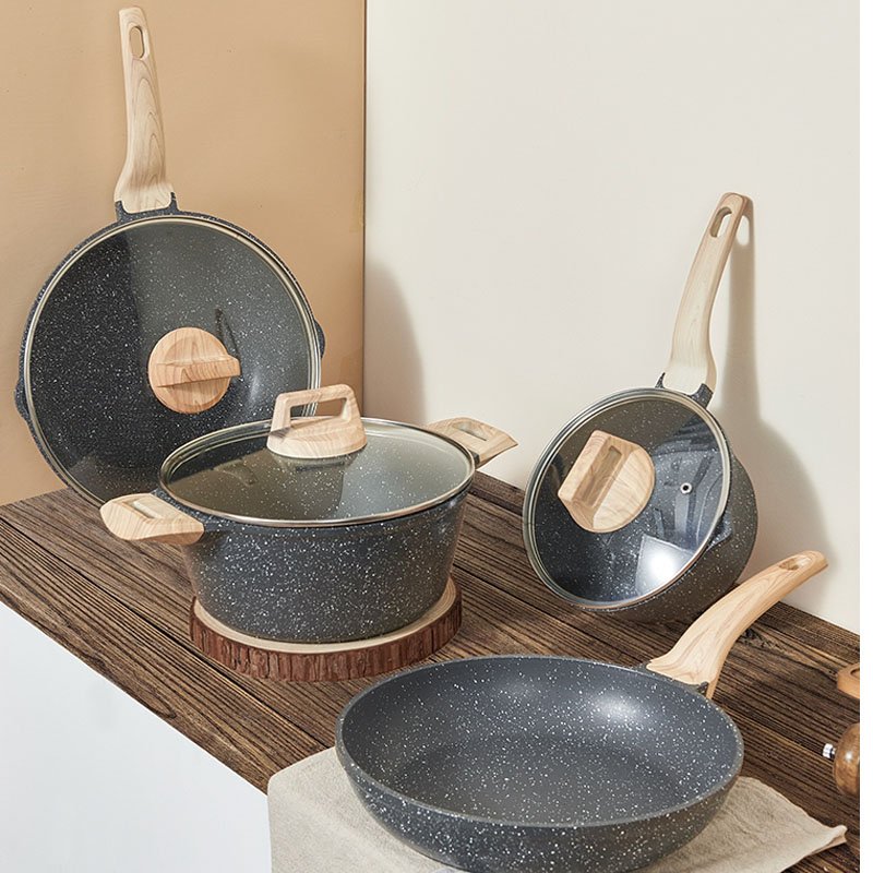 Die casting Cooking Pots and Pans Non stick Cookware Sets Granite Aluminium Soup Pots set