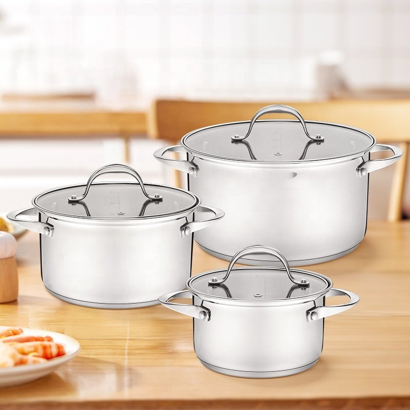 OEM/ODM Cookware Manufacturer Customized 6pcs Stainless Steel Cooking Pots And Pans Cookware Set