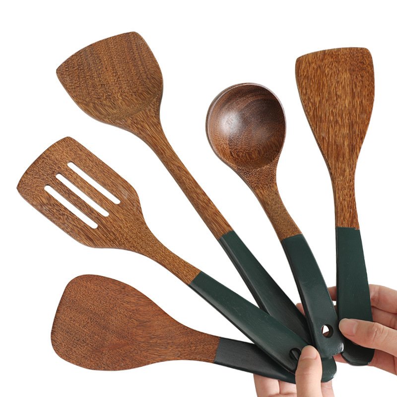 Custom Made Chicken Wing Wood Kitchen Cooking Spatula Spoon Turner Wooden Cooking Tool Cookware Set kitchen utensils sets