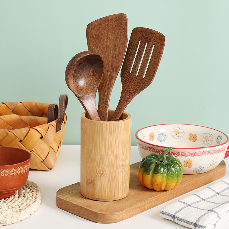Custom Made Chicken Wing Wood Kitchen Cooking Spatula Spoon Turner Wooden Cooking Tool Cookware Set kitchen utensils sets