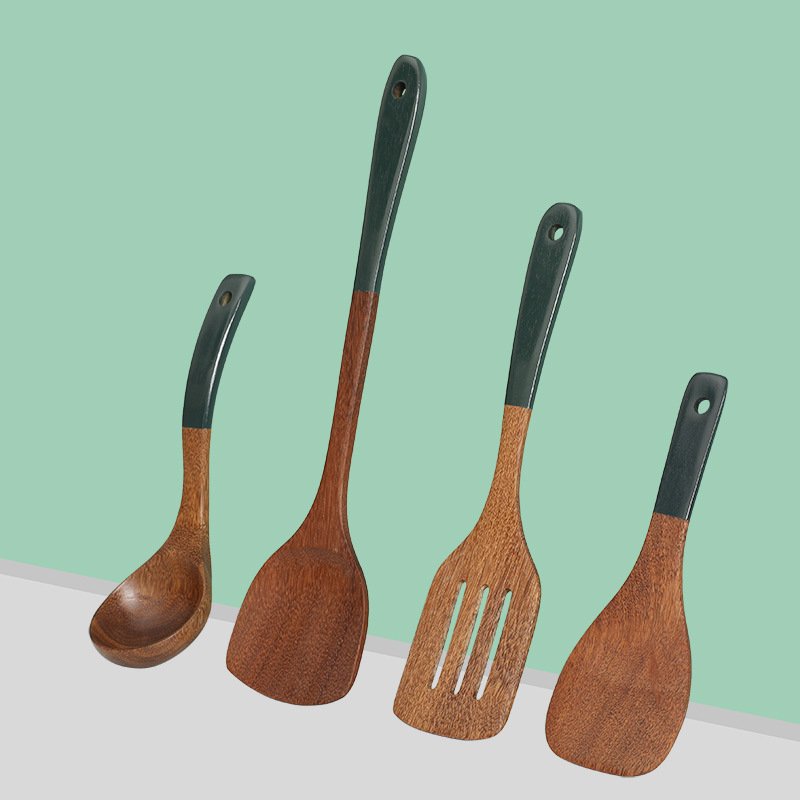 Custom Made Chicken Wing Wood Kitchen Cooking Spatula Spoon Turner Wooden Cooking Tool Cookware Set kitchen utensils sets