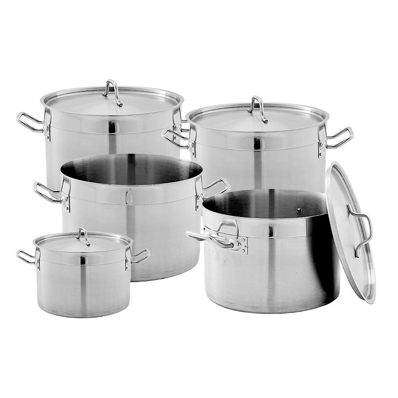 New Design Cookware Sets Stainless Steel Pan Pot Set Kitchen Canteen Large Soup Pot Pan Cookwares With Doule Ear