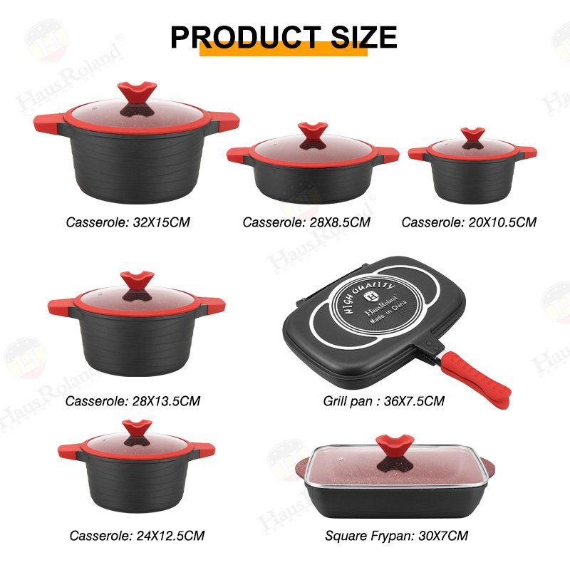 HausRoland Olla de aluminio Aluminiumpfanne 14Pc pans nonstick aluminum non stick cookware sets