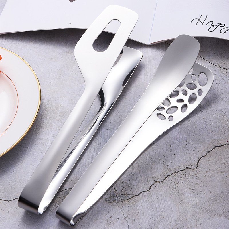 Thick Steel Steak Tongs Mirror Polishing Pizza Bread Buffet Stainless Steel Food Tong