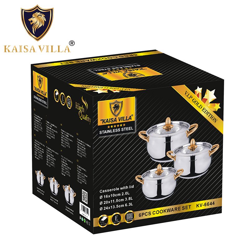 KAISA VILLA KV-6644 Drop Shipping Stainless Steel Cookware Set Cooking Pots Cooking Non Stick Kitchen Pots Sets