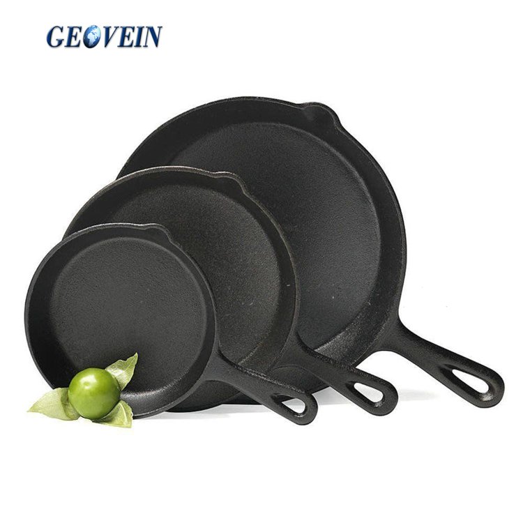 Pre-seasoned Cast Iron 3 Piece Skillet Set Fry Pans Cookware Pots