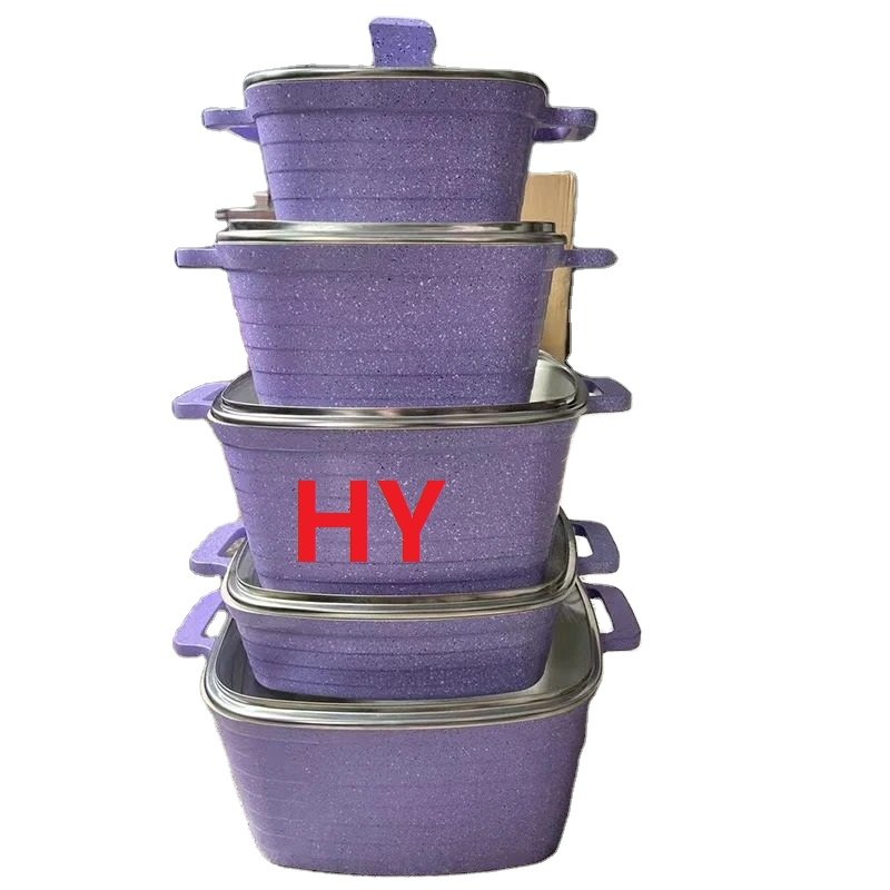 Household Dessini Kitchen Cooking Pot Casseroles 10pcs square Kitchen Cookware Set