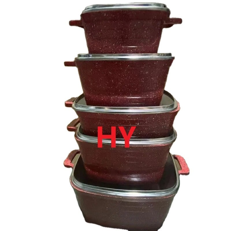 Household Dessini Kitchen Cooking Pot Casseroles 10pcs square Kitchen Cookware Set