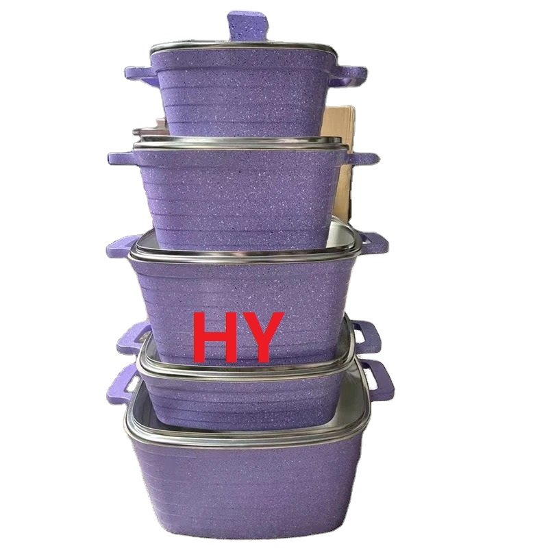 Household Dessini Kitchen Cooking Pot Casseroles 10pcs square Kitchen Cookware Set