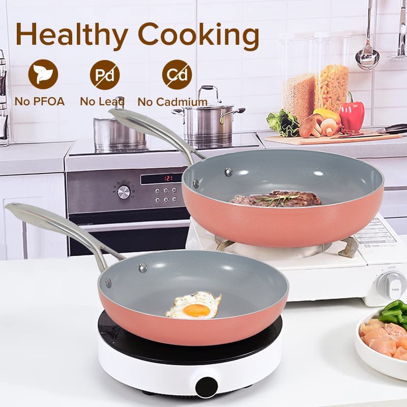 High quality hot sale 7pcs non stick cookware set with aluminum lid and ceramic coating