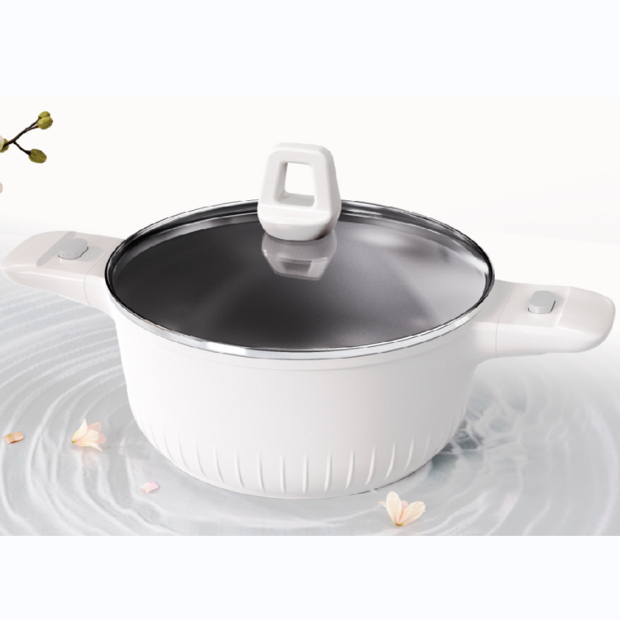 Die cast aluminum ceramic 20/24cm Casserole Non stick cookware set Detachable handle with tampered glass lid