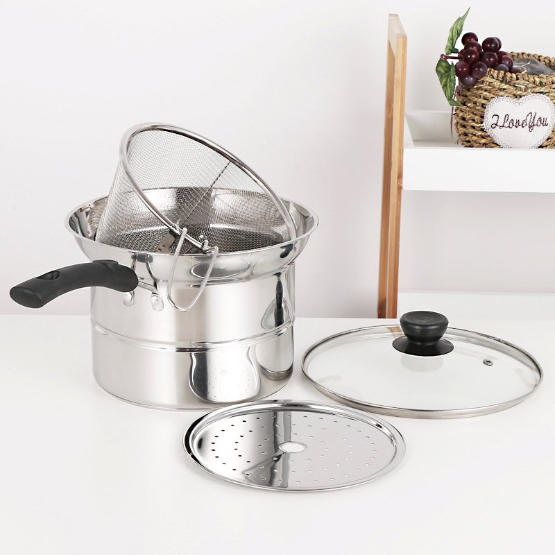 multifunctional cookware set stainless steel kitchen accessories cooking noodle pots pasta pot with strainer