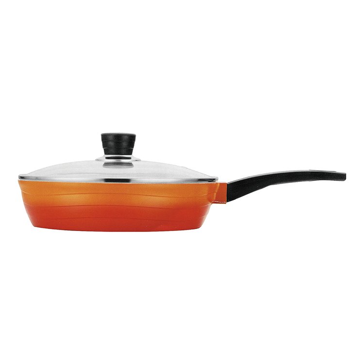 Nonstick aluminum induction 10 pieces cookware set orange manufacturer custom