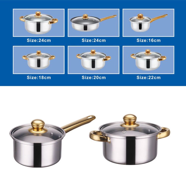Wholesale 12pcs Stainless Steel Non-Stick Cookware Sets Stainless Steel Pots And Pans Cooking Pot