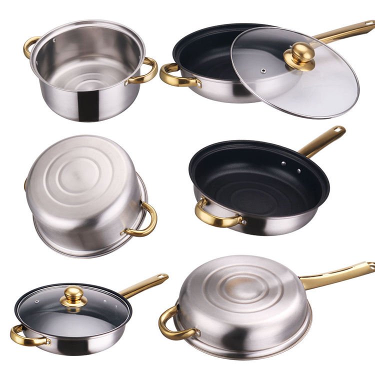 Wholesale 12pcs Stainless Steel Non-Stick Cookware Sets Stainless Steel Pots And Pans Cooking Pot