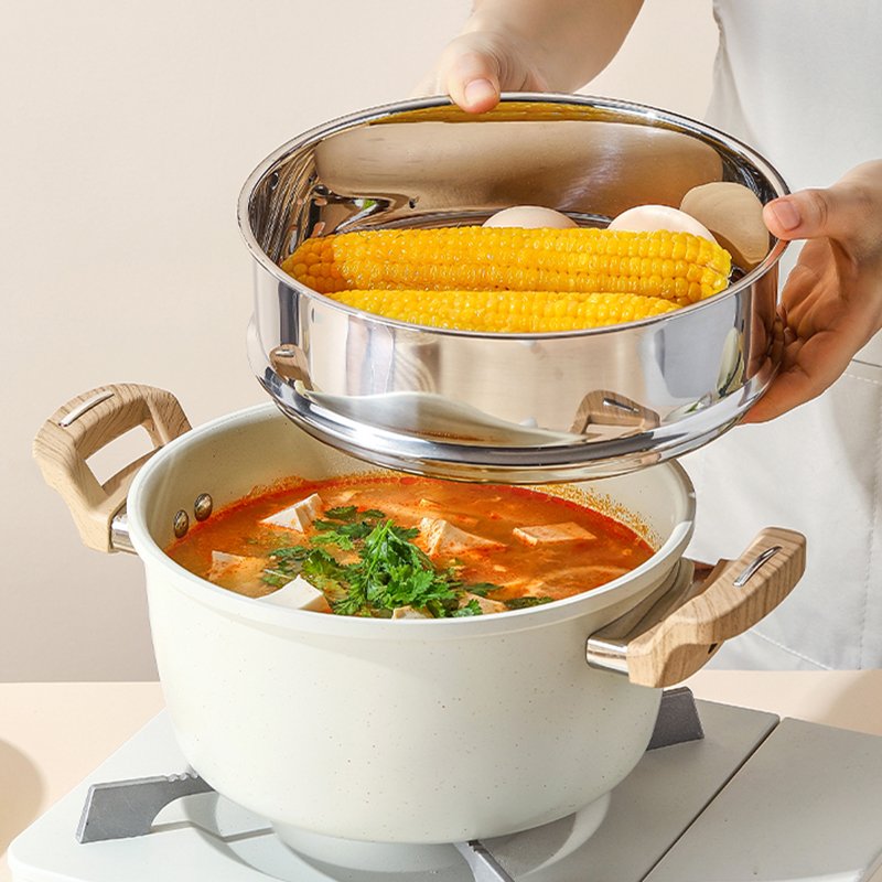 Aluminum Alloy Soup Pan Kitchenware Sauce Pan Non-stick Aluminum Cookware Set Steamer Cooking Pan