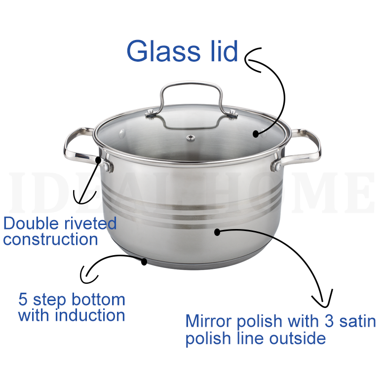 Nonstick kitchen soup stock pots induction cooking pots and pans set casserole stainless steel cookware sets