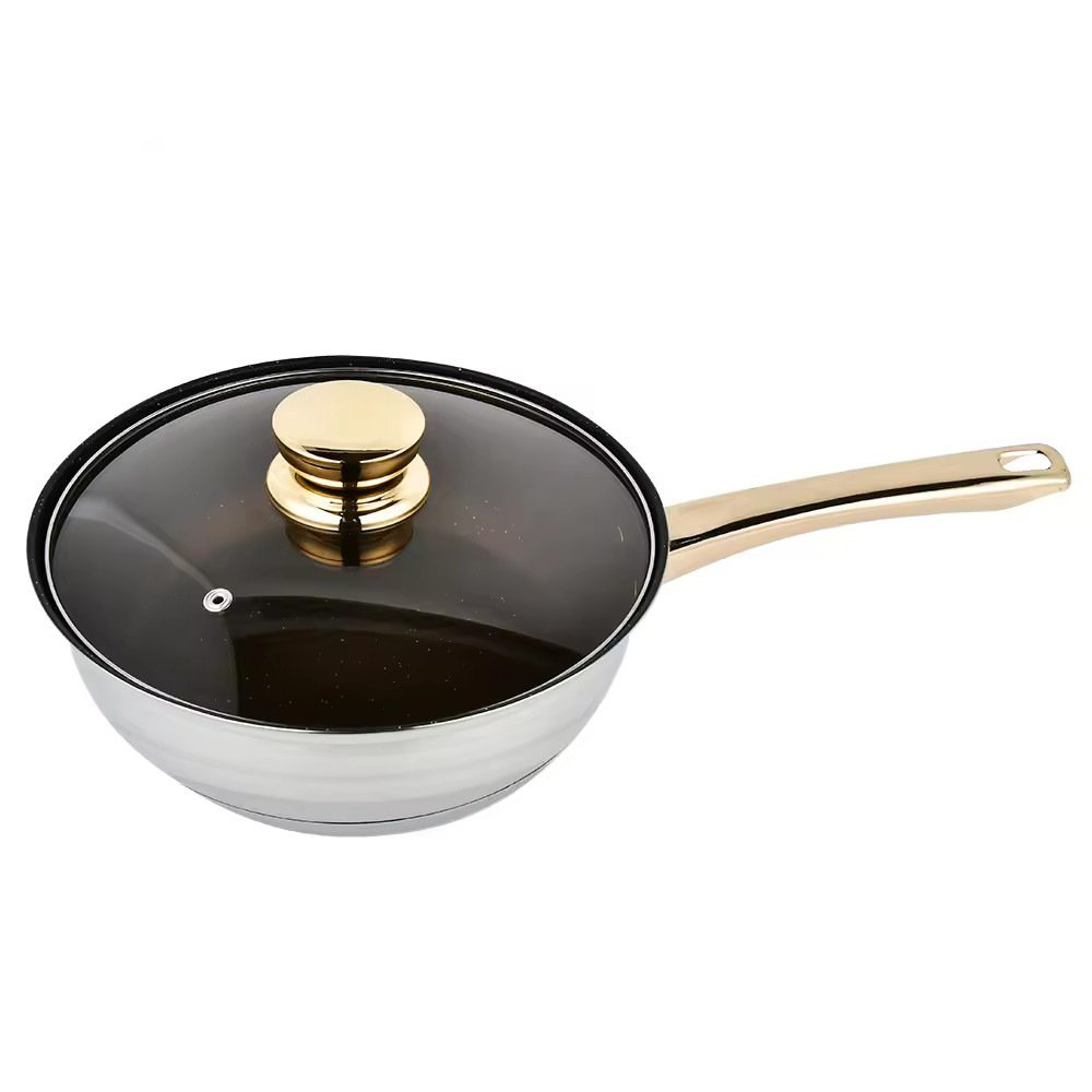 Manufacturer Wholesale 12pcs American Stainless Steel Gold Capsulated Cooking Pots Pans Induction Nonstick Kitchen Cookware Sets