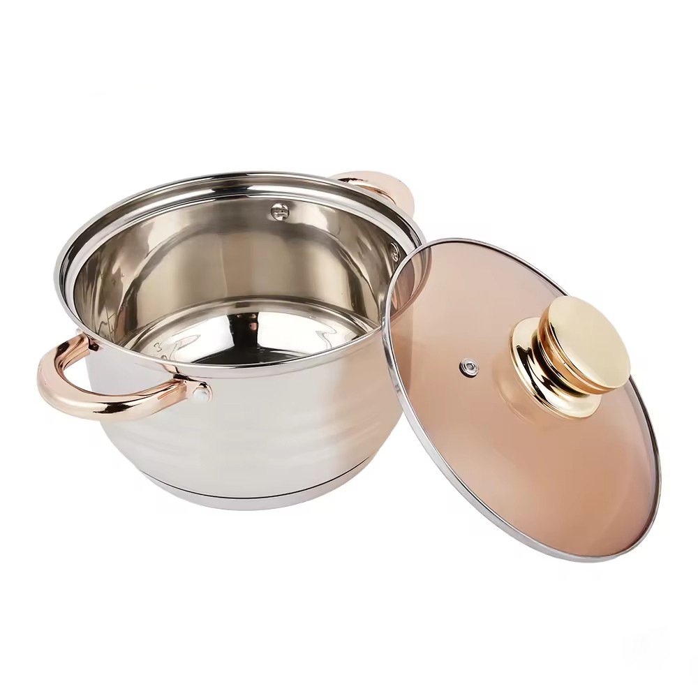 Manufacturer Wholesale 12pcs American Stainless Steel Gold Capsulated Cooking Pots Pans Induction Nonstick Kitchen Cookware Sets