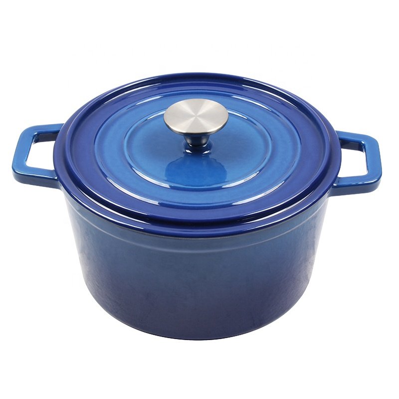 Wholesale Blue Colour Cast Iron Enamel Casserole non-stick Cookware sets, Cast Iron Enamel Pots