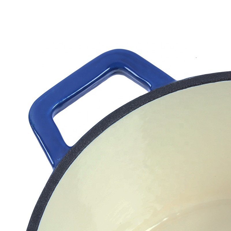 Wholesale Blue Colour Cast Iron Enamel Casserole non-stick Cookware sets, Cast Iron Enamel Pots