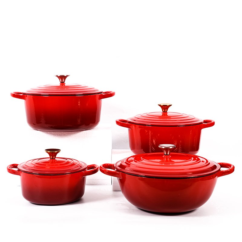 Custom Pre-seasoned Non stick Cast Iron Enamel Cooking Pots Casserole Enamel Coating Kitchen Cookware Dutch Oven Set
