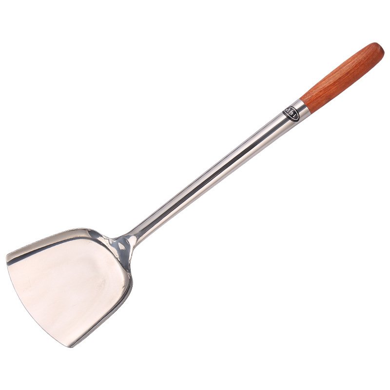 Stainless Steel Wood Kitchen Hotel Metal Turner Spatula Skimmer Ladle Soup Spoon Strainer Restaurant Cooking Dining Utensils Set