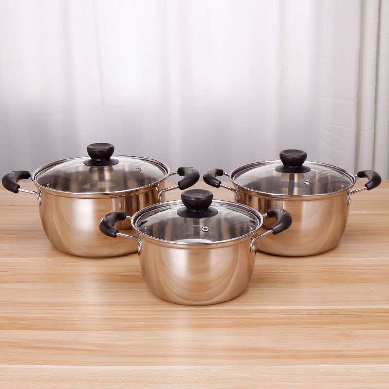 Cheap Casserole Stock Pot and Soup Pot with Glass Lid 10pcs Stainless Steel Cookware Set