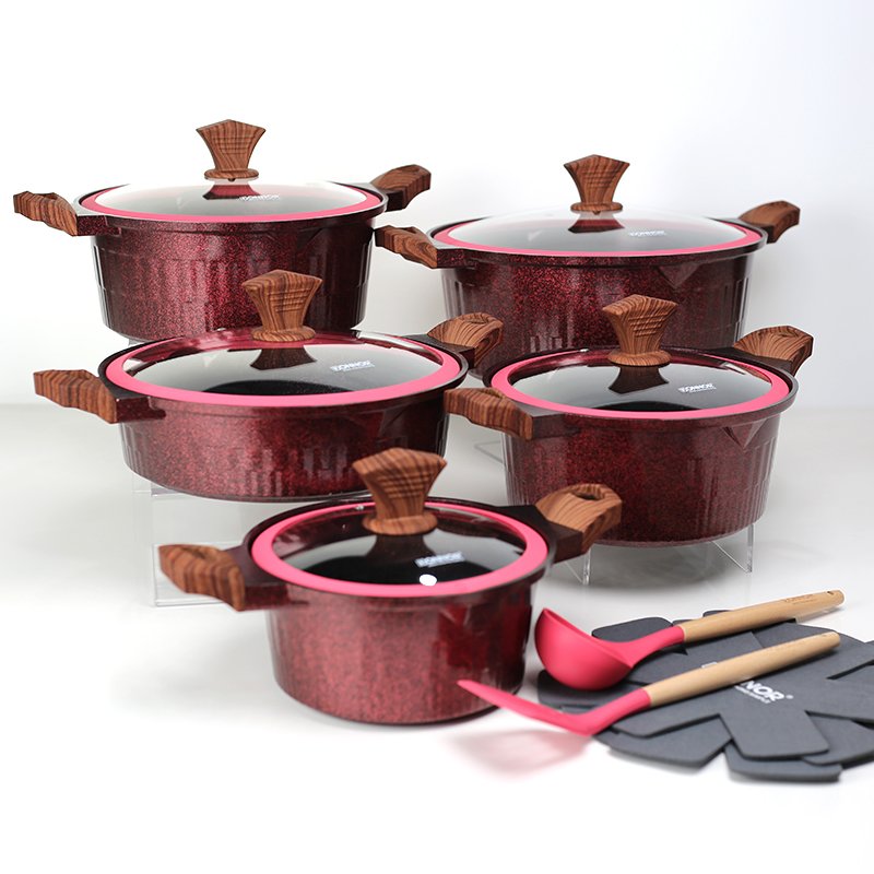 Donnor 15pcs Cookware Kitchen Cooking Pot And Pans Casserole Set Non Stick Cookware Set With Nonstick Coating