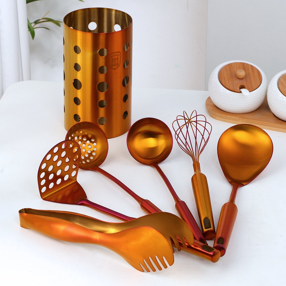 Wholesale Kitchen Utensils Chopsticks Tube Soup Ladle Colander Set Egg Stirrer Cookware Set