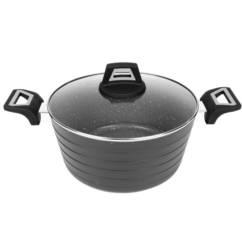 Quick Order Good Quality Black forged cookware set granite nonstick coating stove Kitchen Product