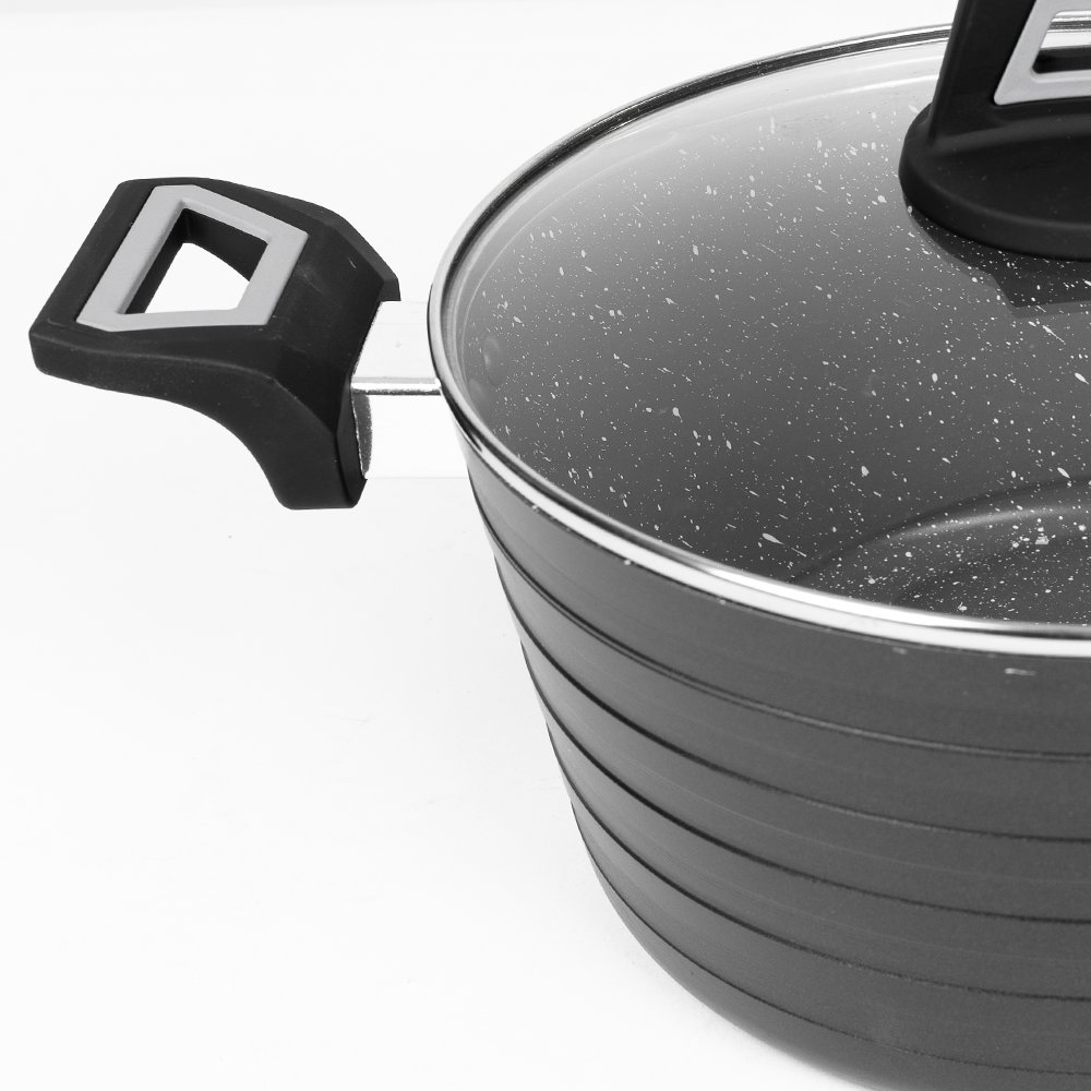 Quick Order Good Quality Black forged cookware set granite nonstick coating stove Kitchen Product